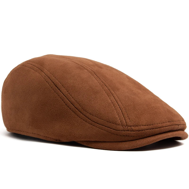 Suede Autumn Winter Beret Fashion Vintage Men Women Newsboy Hat