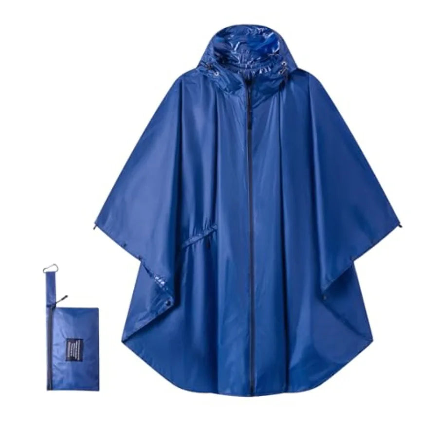 Hooded Rain Ponchos for Adult - Rain Coat and Rain Jacket with Waterproof Pocket and Zipper