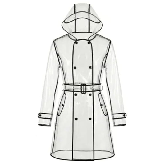 Waterproof Portable Raincoat, Rain Coats for Women Clear Reusable Rain Resistant Poncho with Hoods and Belt for Rain Jacket Out