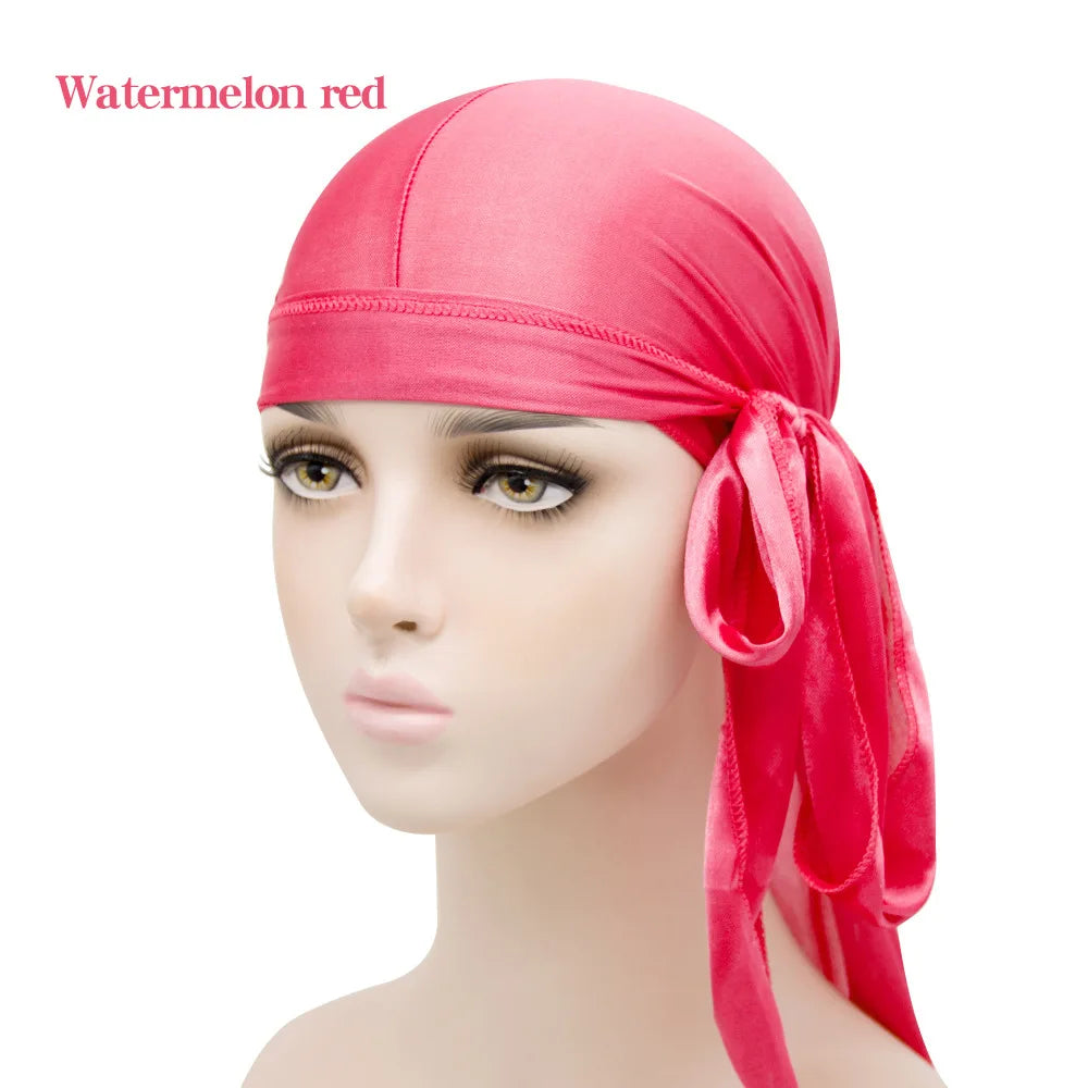 Solid Color Silk Satin Durag Headwear