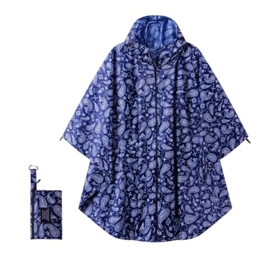 Hooded Rain Ponchos for Adult - Rain Coat and Rain Jacket with Waterproof Pocket and Zipper