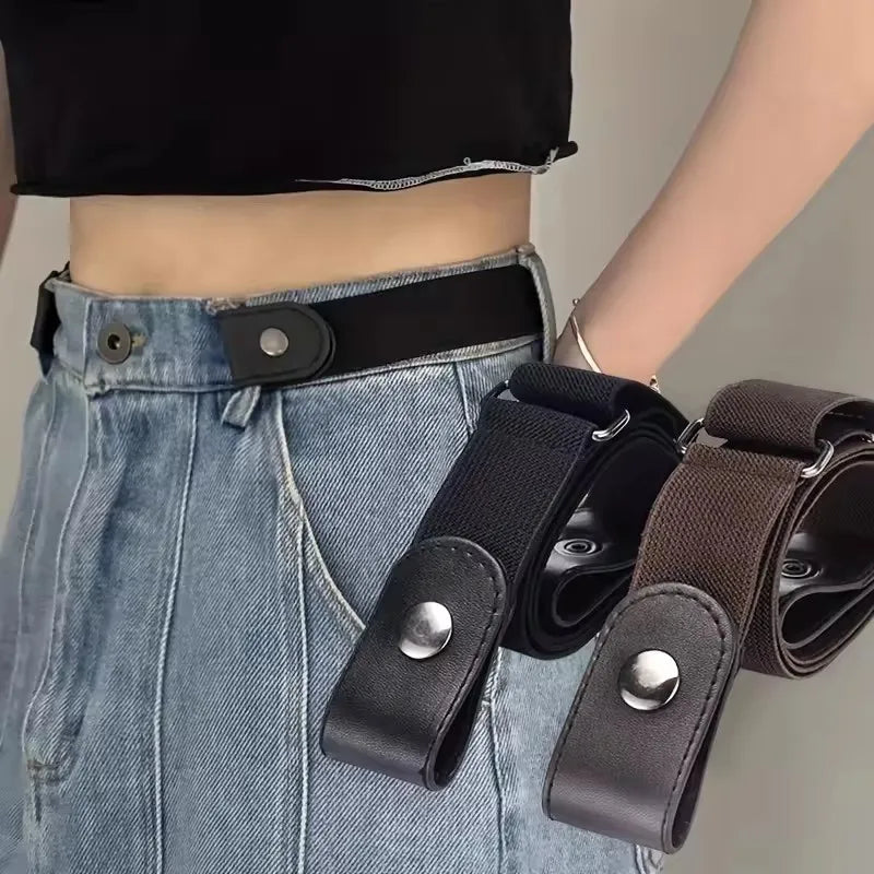 2pcs set No Buckle Elastic Belt, Adjustable Invisible Belts