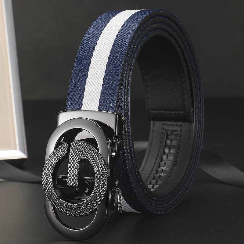 2026 wide 3.4cm Men's Belt Formal Leather Canvas Belt men,High Quality Metal Buckle Male Belt for men jeans work belt