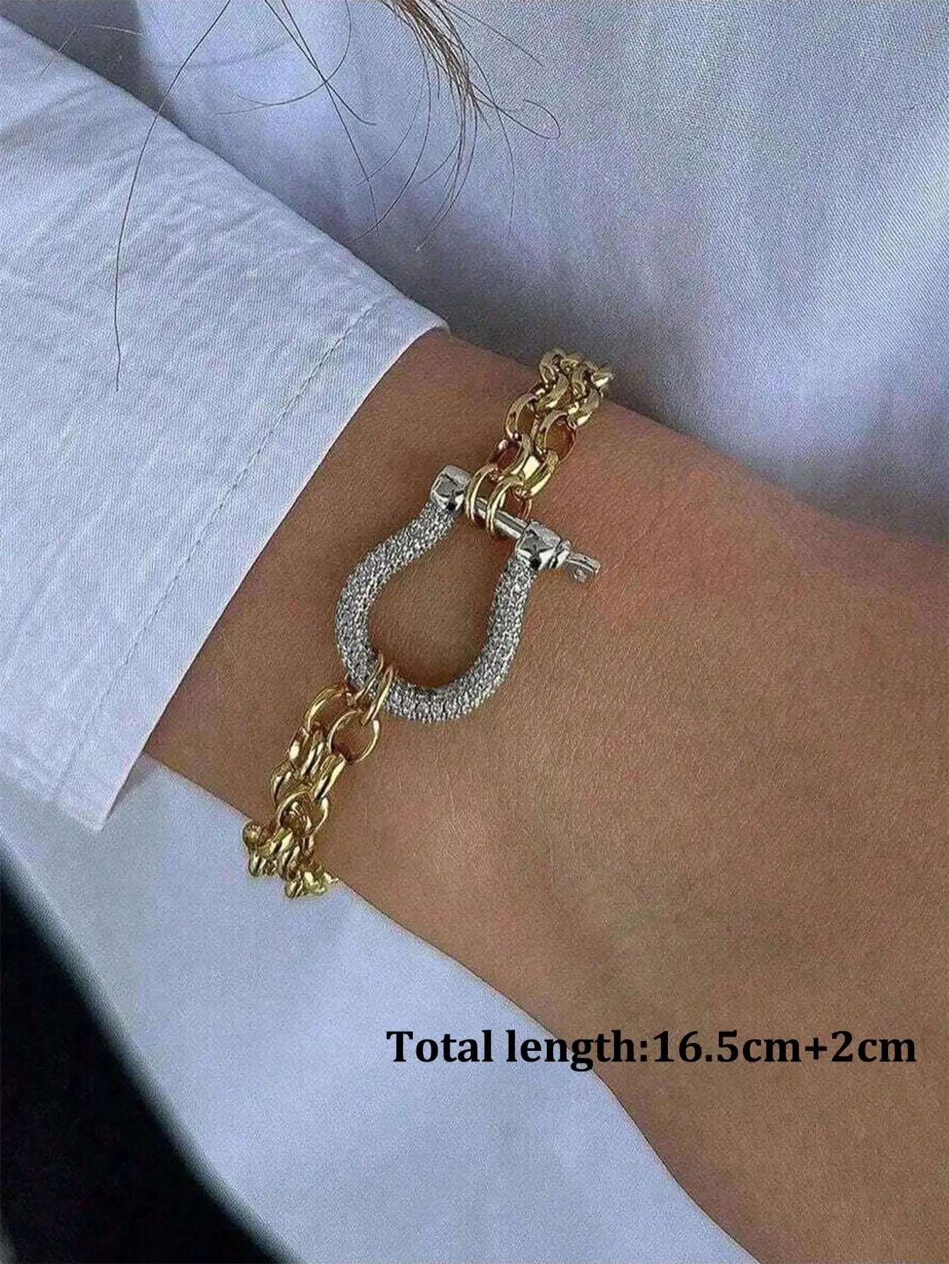 1PC Luxury Gold& Silver Horseshoe Bracelet,Chunky Chain Bracelet,Stainless Steel Chain,Unique Bracelet, for Daily & festival