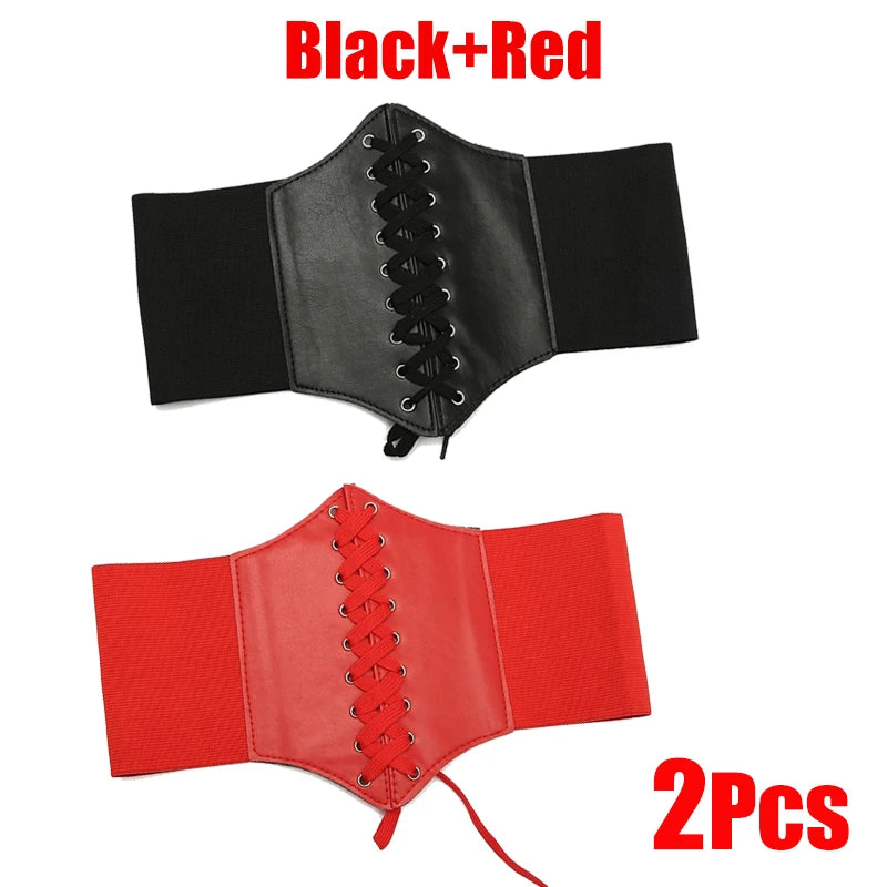 Women's Corset Body Shapewear Sexy Wide Leather Belt Cummerbunds Strap Belts for Women High Waist Slimming Corsets and Bustiers