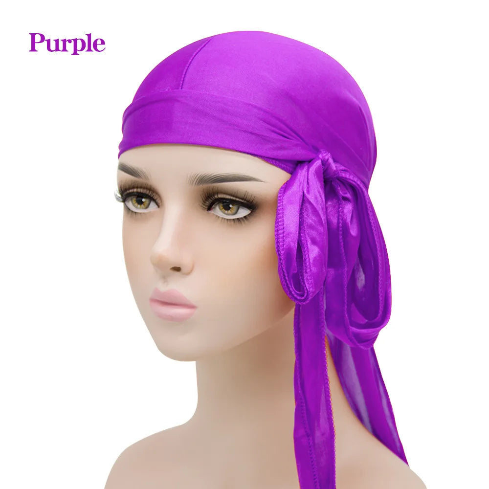 Solid Color Silk Satin Durag Headwear