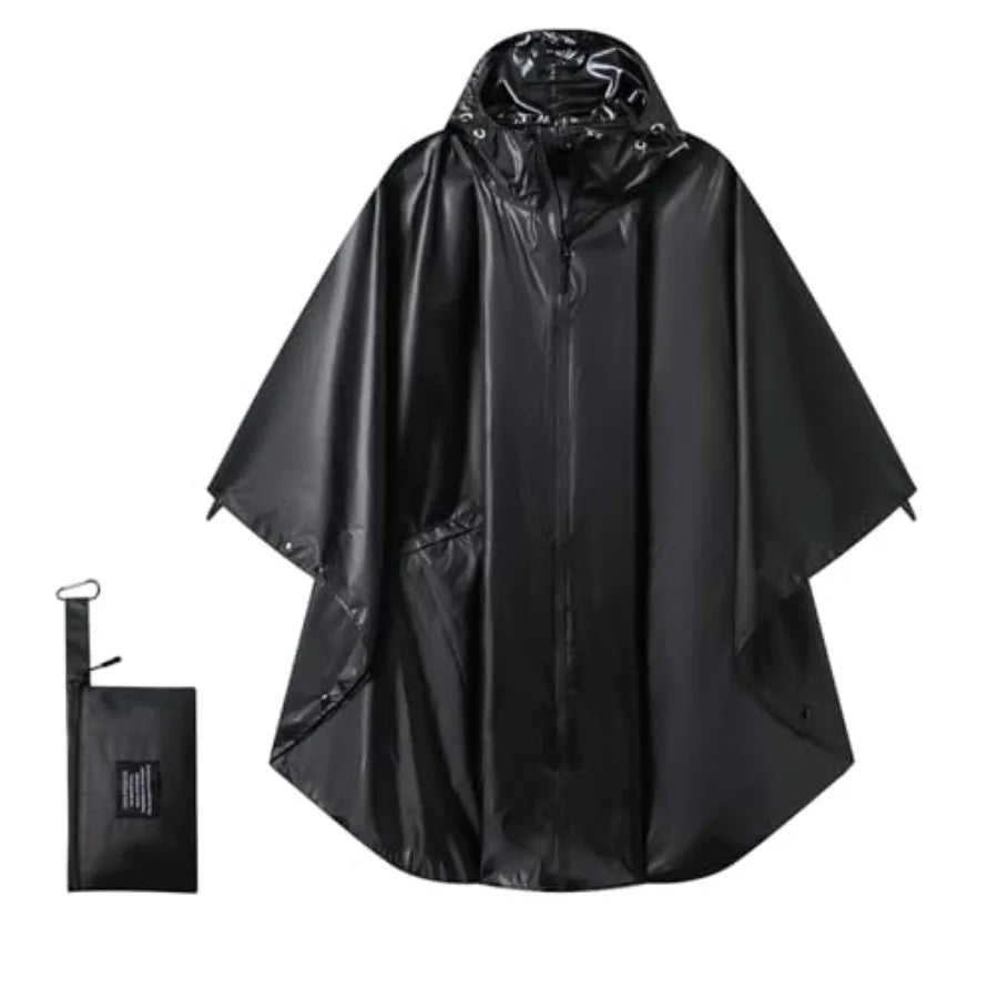 Hooded Rain Ponchos for Adult - Rain Coat and Rain Jacket with Waterproof Pocket and Zipper