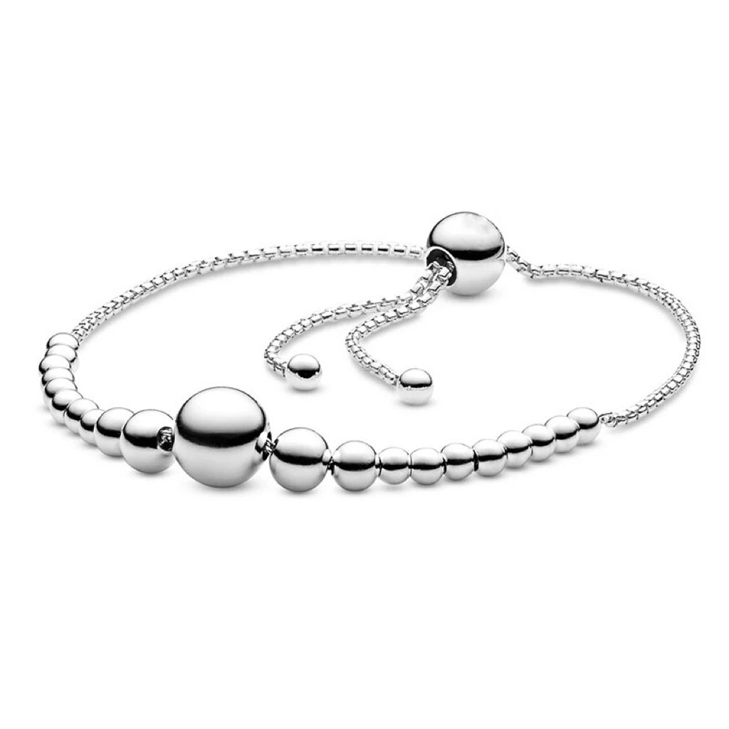 925 Sterling Silver Bracelet with Shiny Heart Shape – Leather Cord Bracelet with Clasp