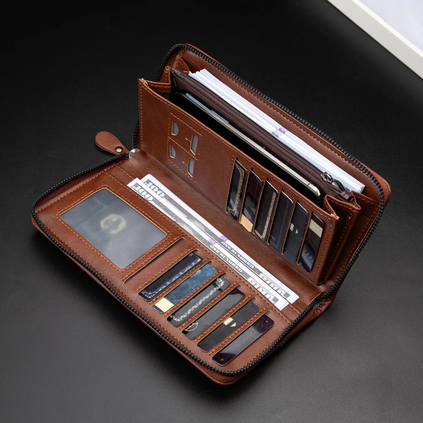 Long Zipper Wallet RFID Blocking