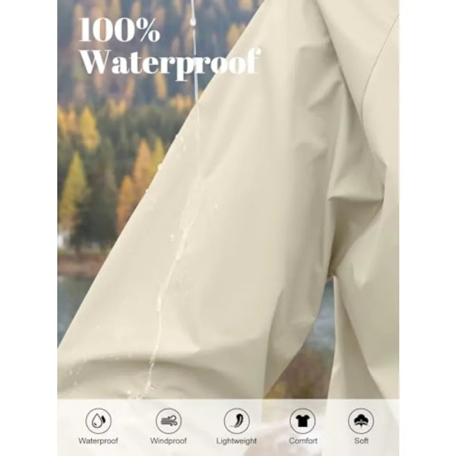 PITINAN Lightweight Rain Jacket Women Packable Wind Breaker Light Rain Jacket Women Waterproof Travel Raincoat S-XXL