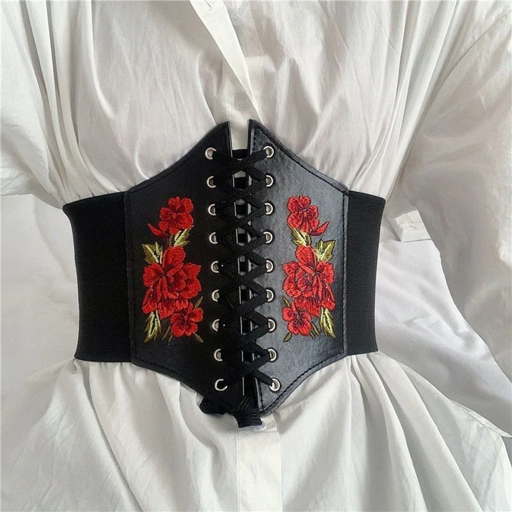 Women's Corset Body Shapewear Sexy Wide Leather Belt Cummerbunds Strap Belts for Women High Waist Slimming Corsets and Bustiers