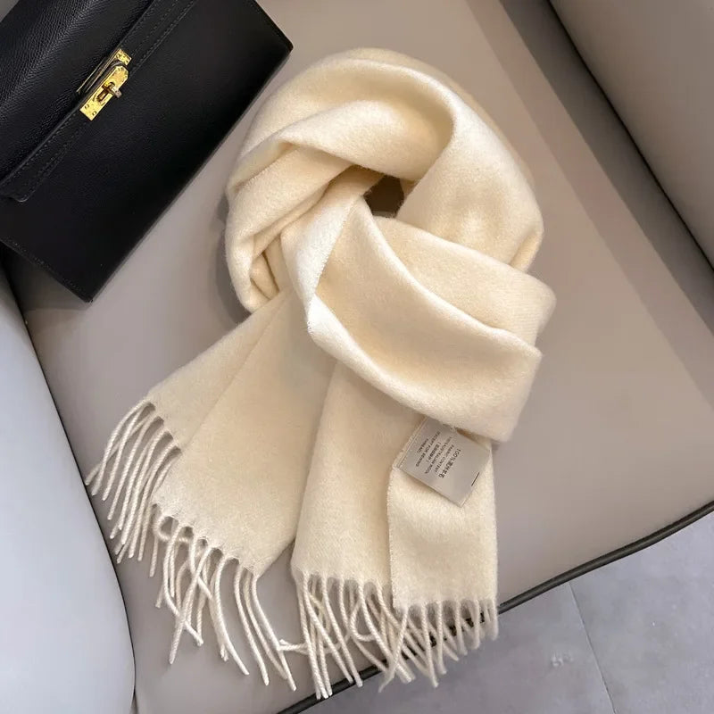100% Wool Scarf Women Cashmere Shawl Solid Scarves