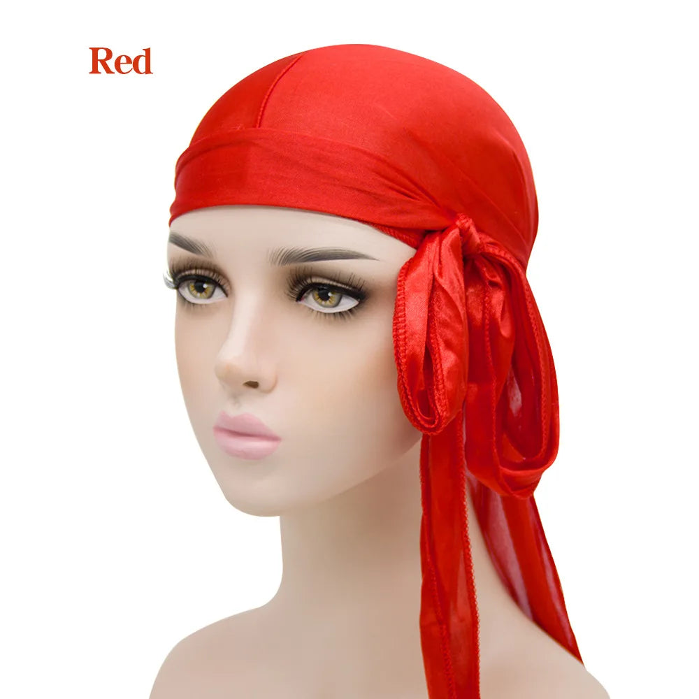 Solid Color Silk Satin Durag Headwear