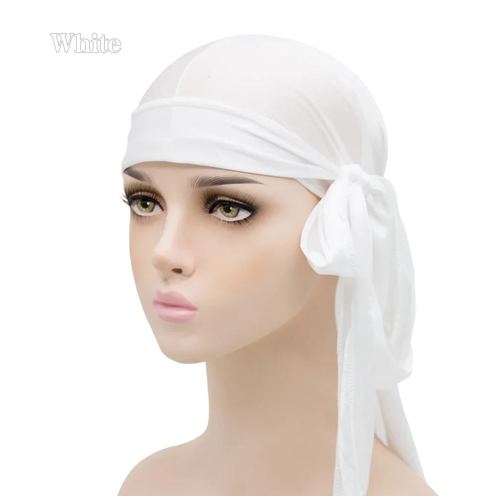 Solid Color Silk Satin Durag Headwear