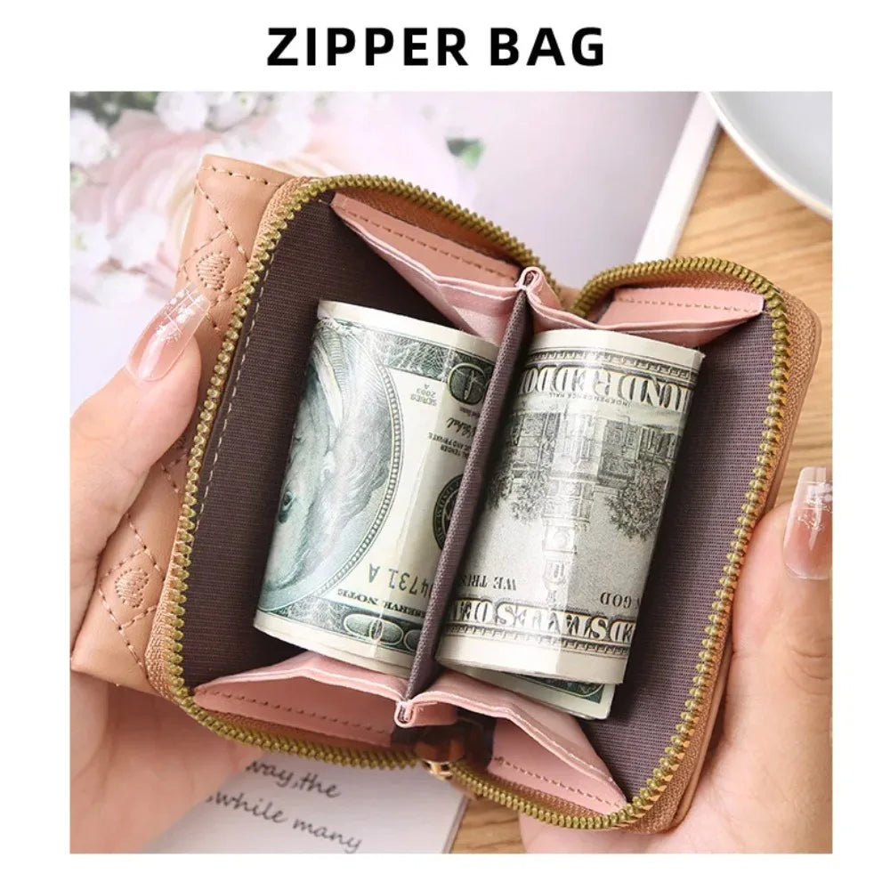 Embroidered Wallet with Zipper